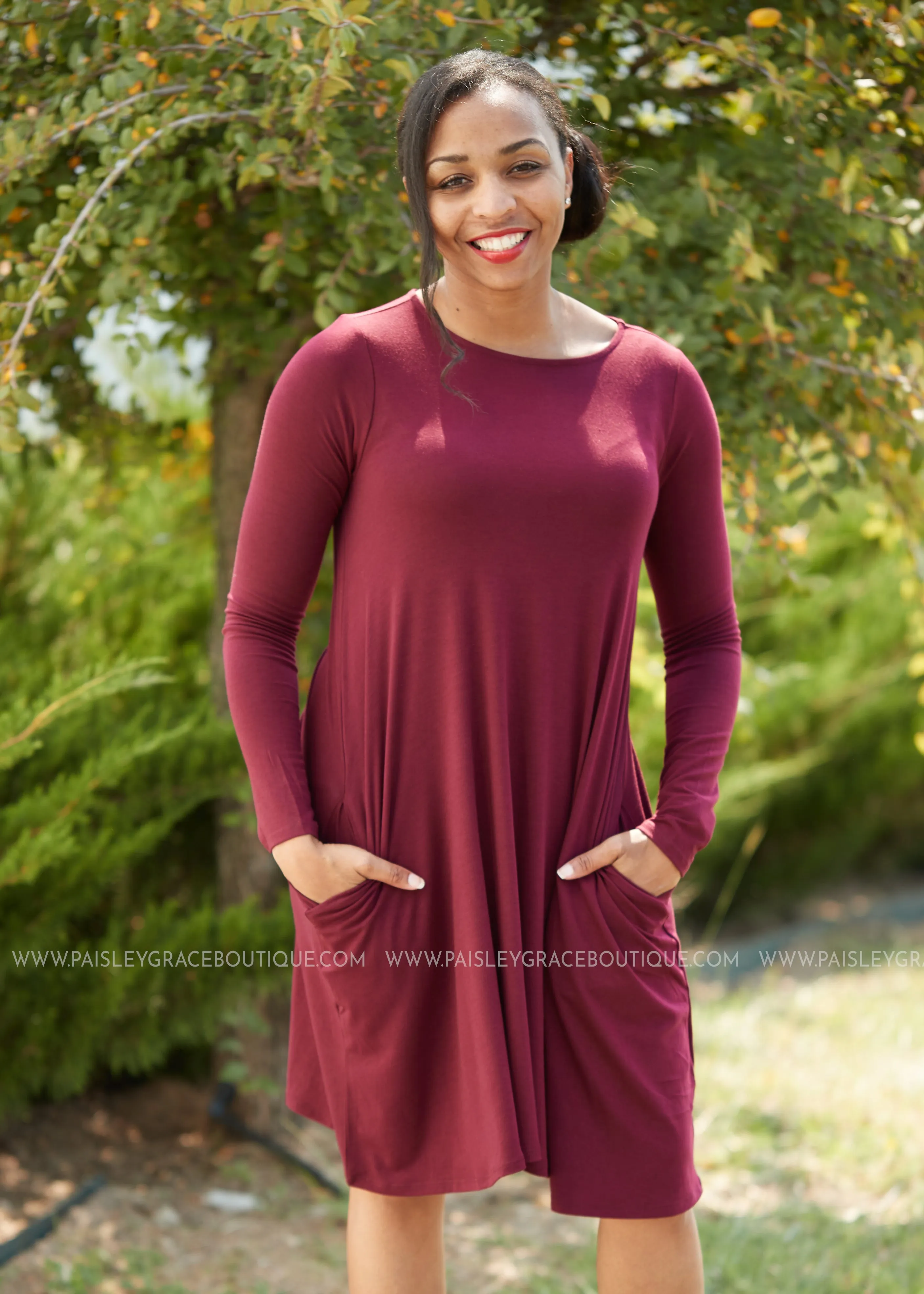 Addison Dress- BURGUNDY  - FINAL SALE