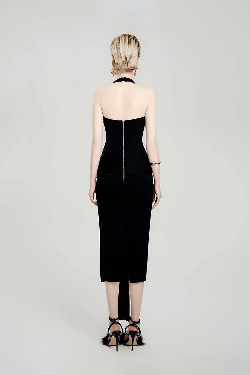 BLACK MYSTERY MIDI DRESS