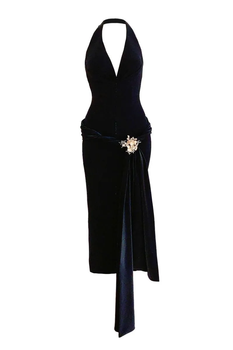 BLACK MYSTERY MIDI DRESS
