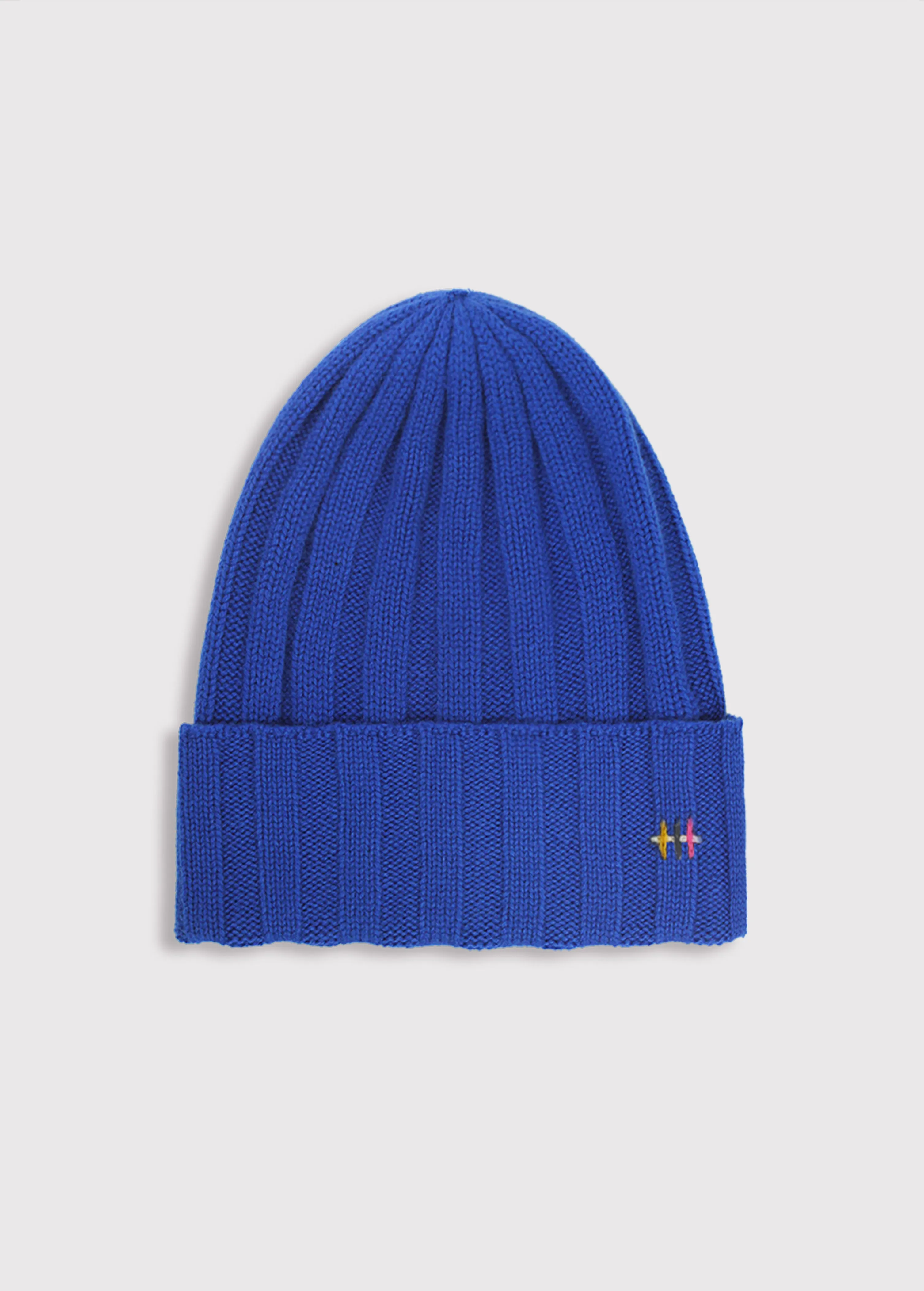 Cashmere Rib Knit Beanie -  Cobalt Blue