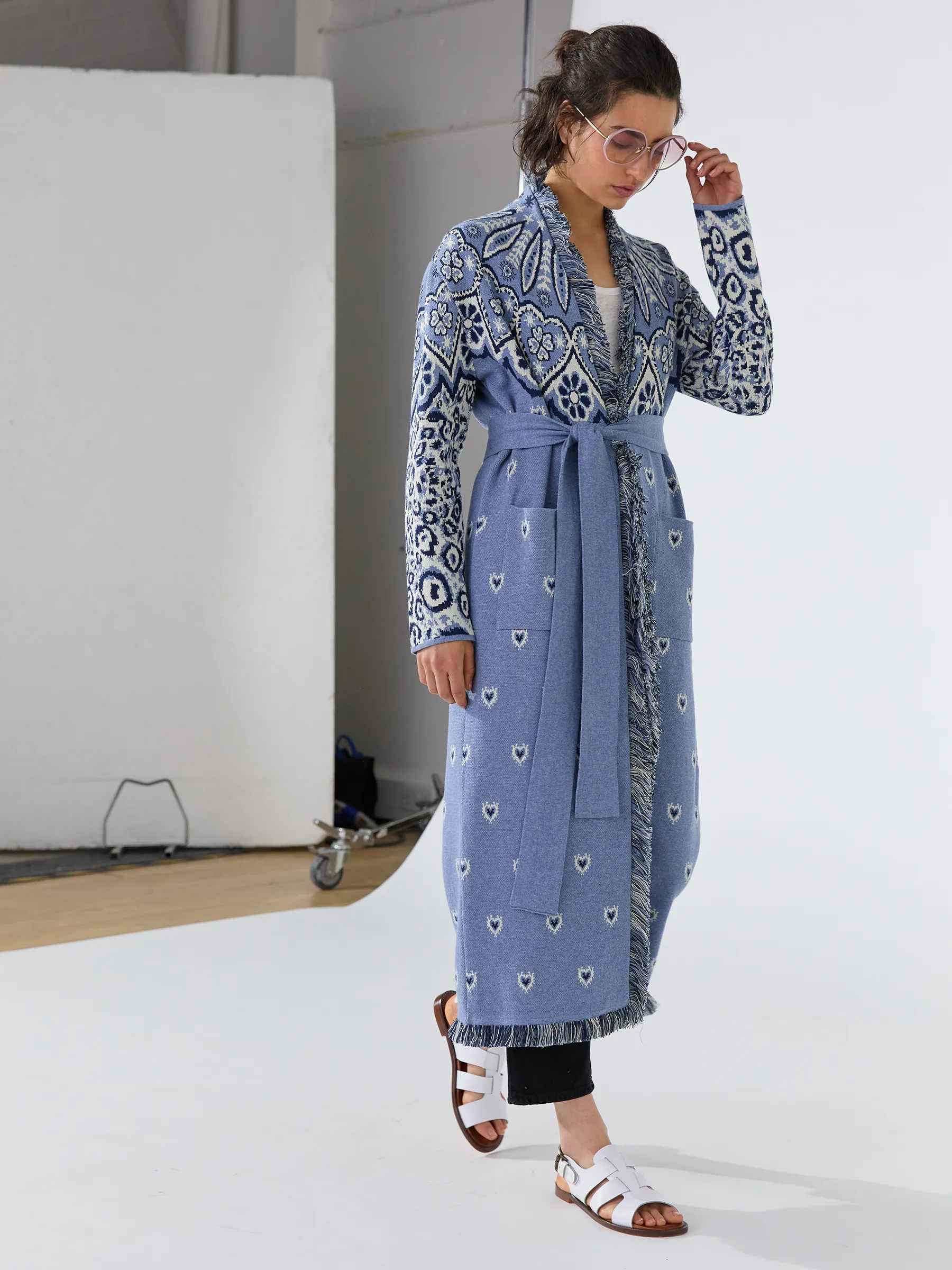 Dalton Cotton Jacquard Duster Blue