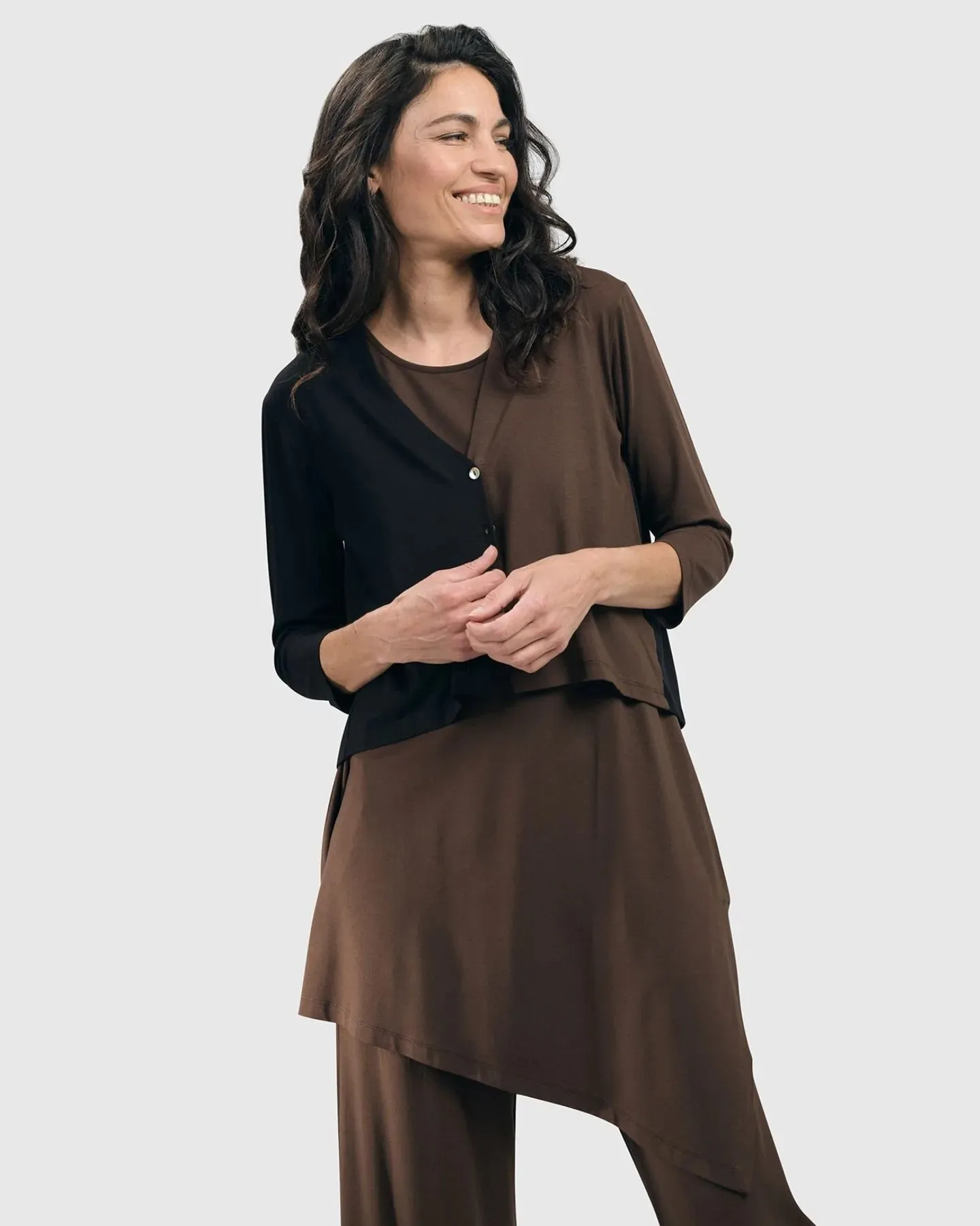 Essential Crop Cardigan Jacket, Coffee by Alembika