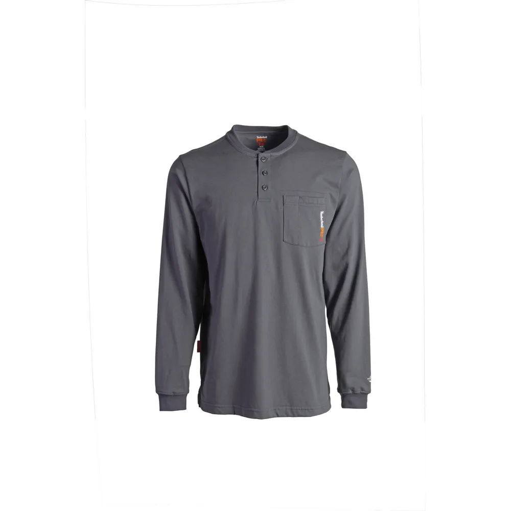 FLAME RESISTANT COTTON CORE LONG SLEEVE HENLEY WITH POCKET - 003-Charcoal | Timberland PRO TB0A23P4