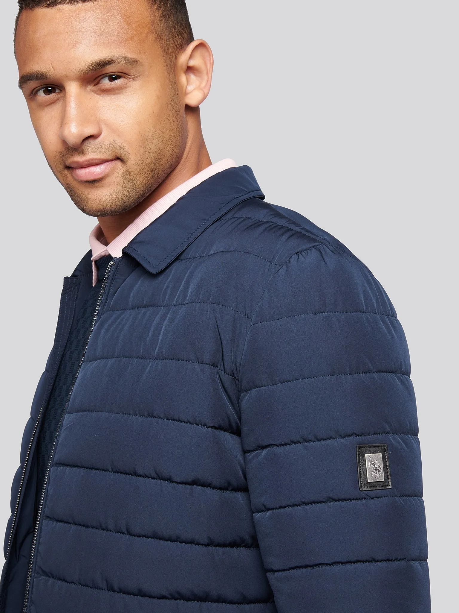 Mens Lightweight Quilted Collared Jacket in Dark Sapphire Navy
