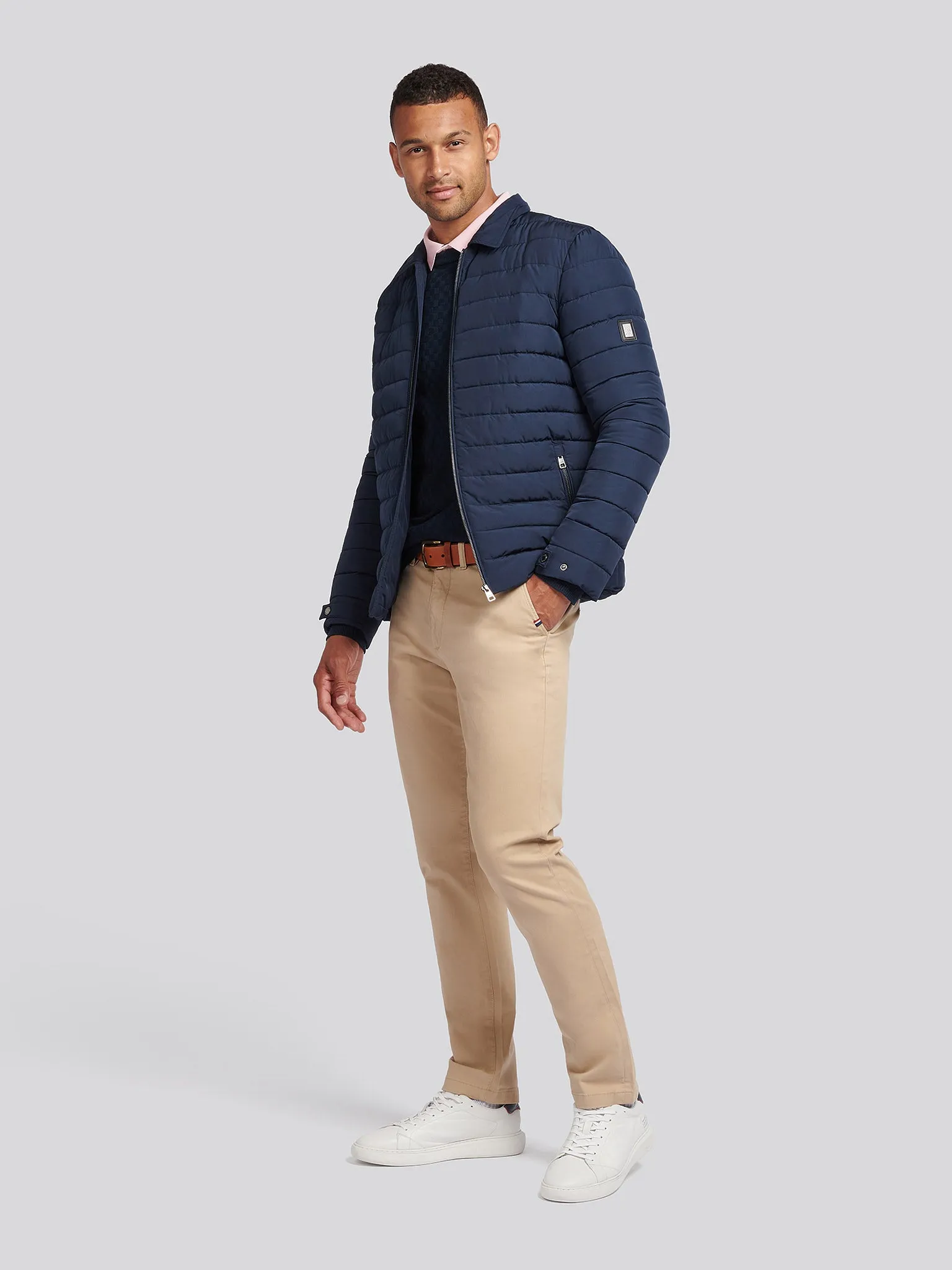 Mens Lightweight Quilted Collared Jacket in Dark Sapphire Navy
