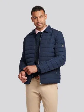 Mens Lightweight Quilted Collared Jacket in Dark Sapphire Navy