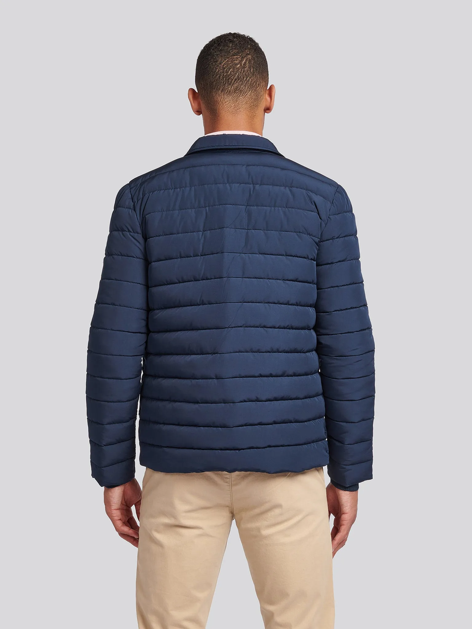Mens Lightweight Quilted Collared Jacket in Dark Sapphire Navy