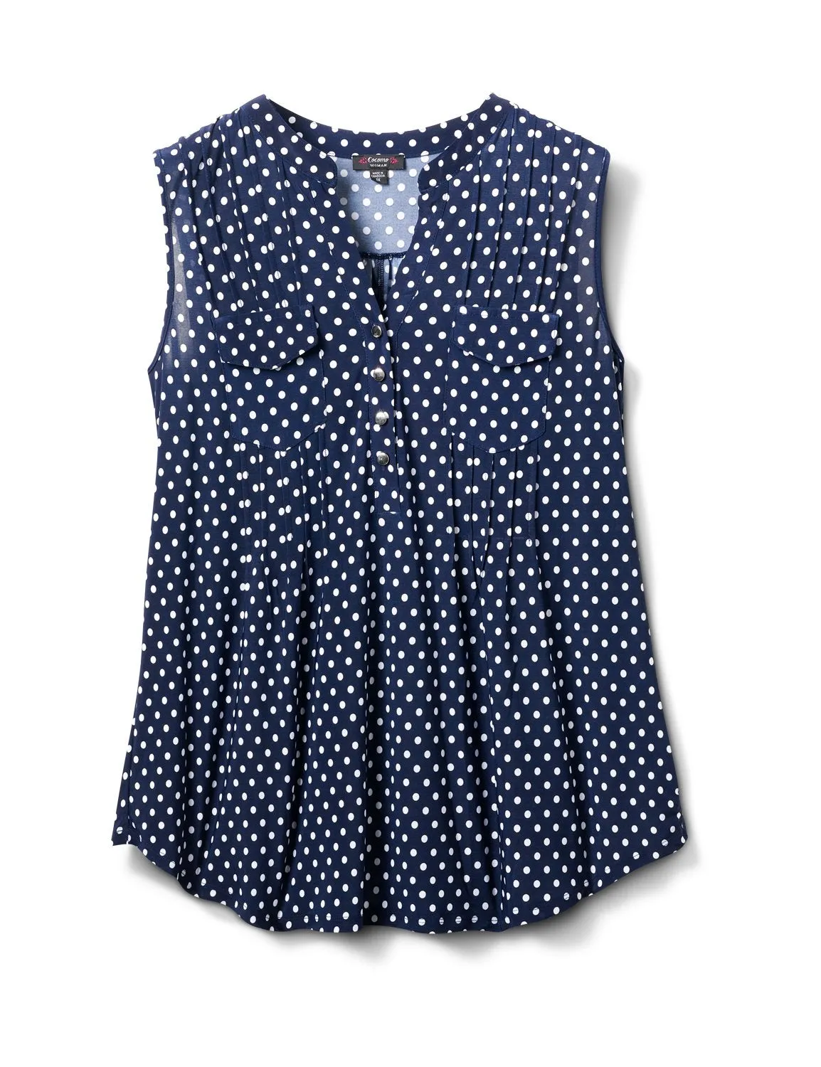 Navy Dot Pintuck Popover