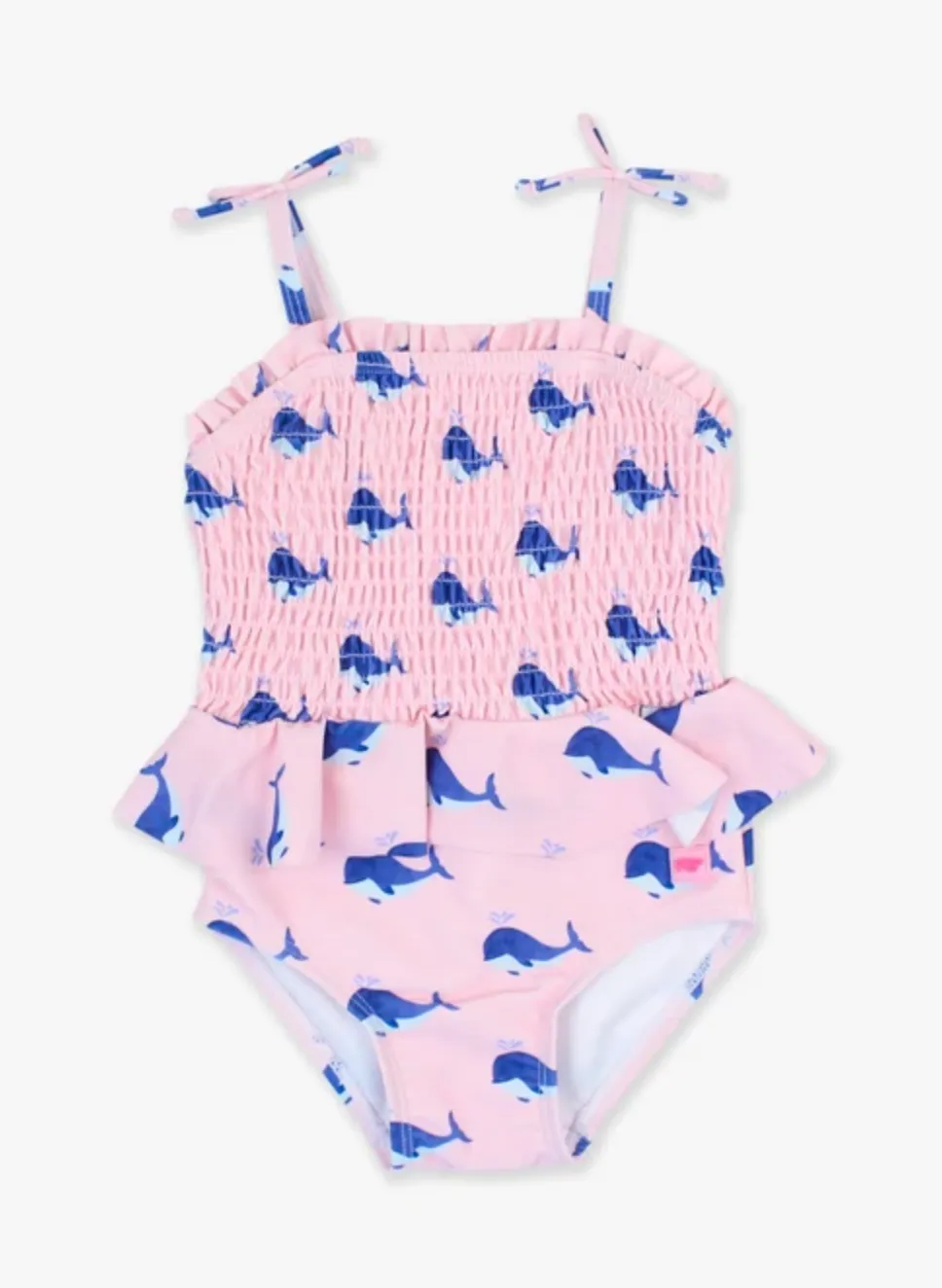 Pink Whale Friends Peplum Smocked Bodice One Piece