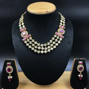 Round Neck Polki Necklace Set 4865-21