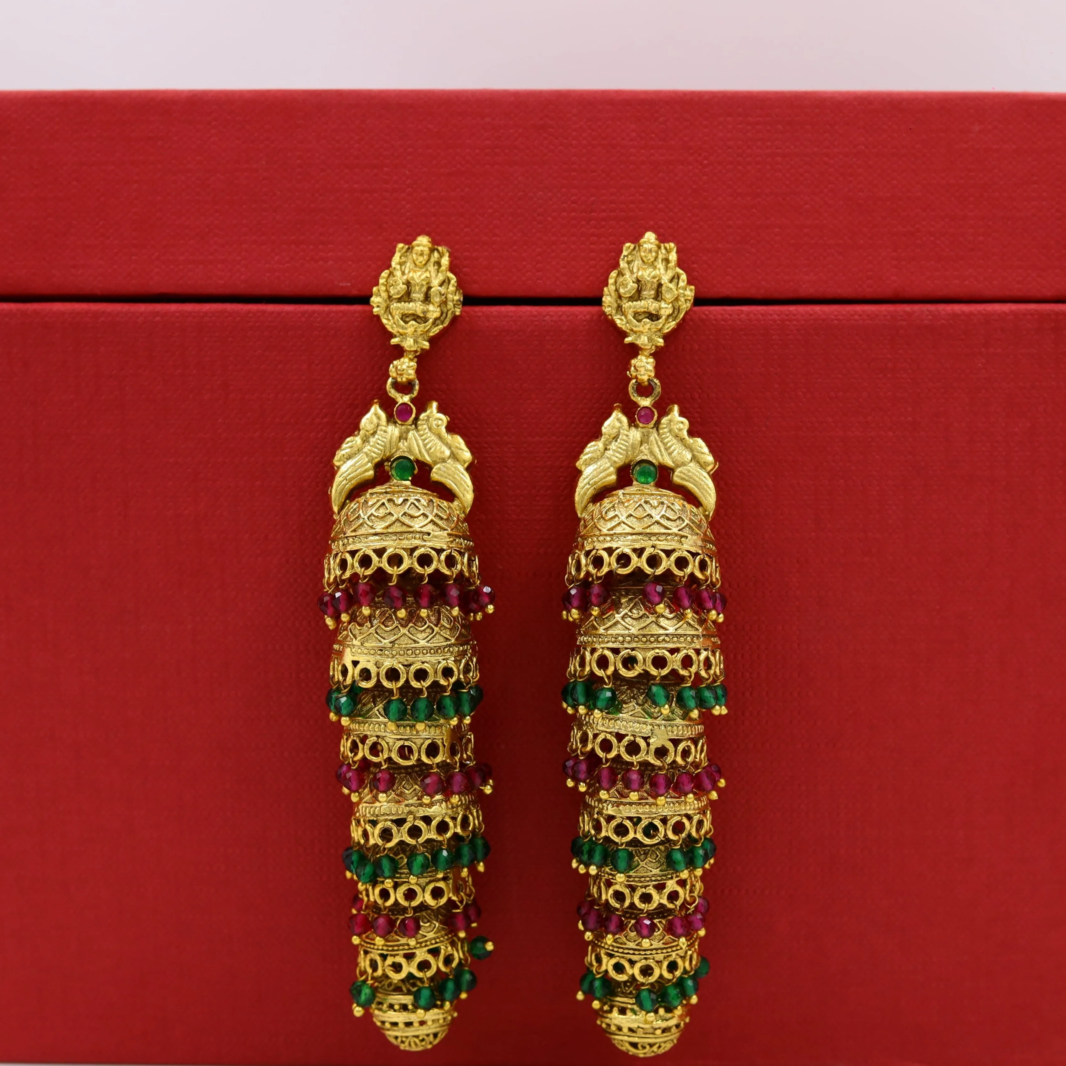 Ruby Green Temple Earring 7772-1469
