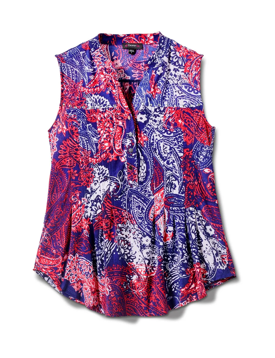 Sleeveless Paisley Pintuck Popover