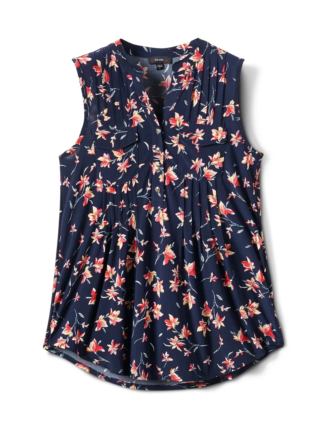Sleevless Ditzy Pintuck Popover