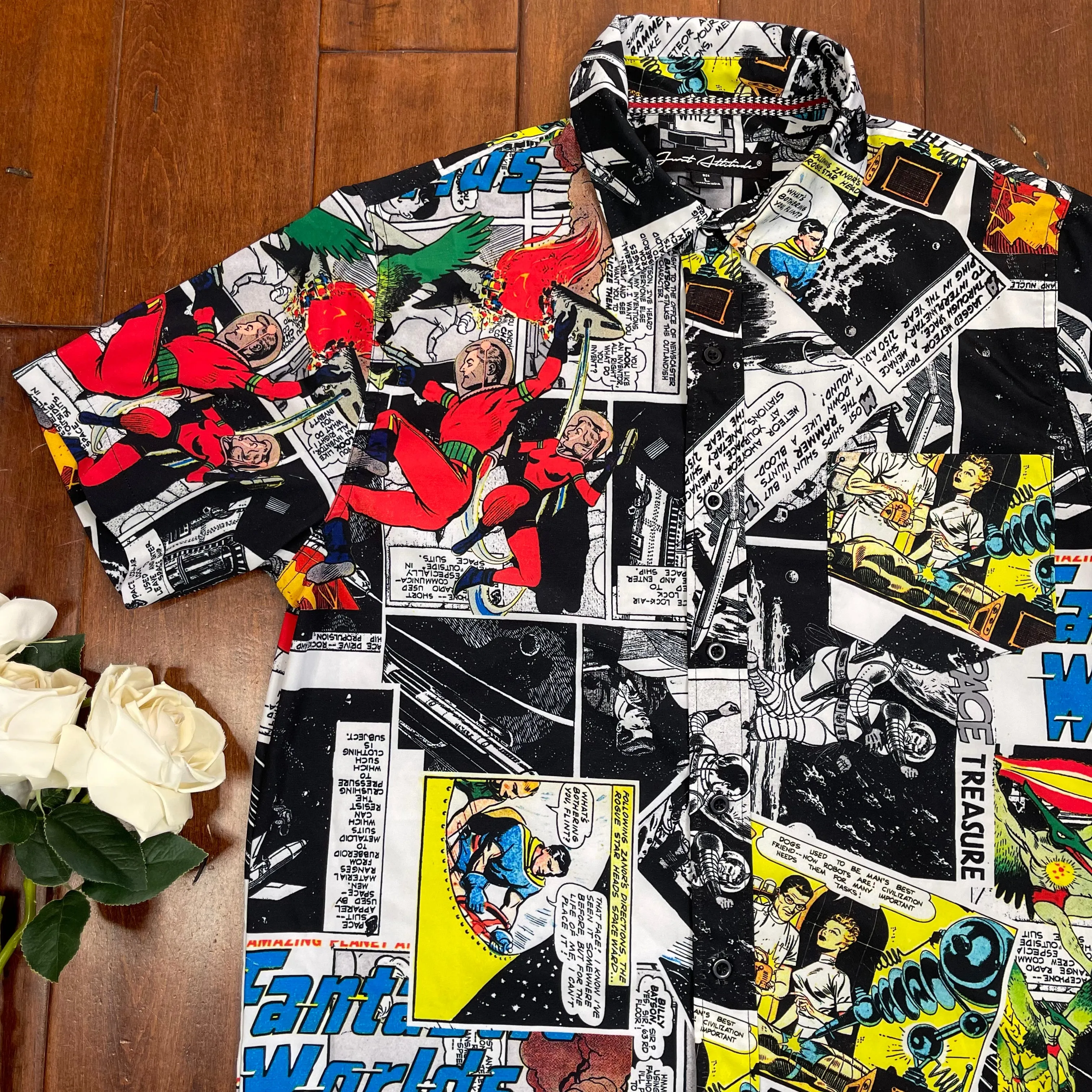 THRIFTED SPACE COMIC BUTTON-UP