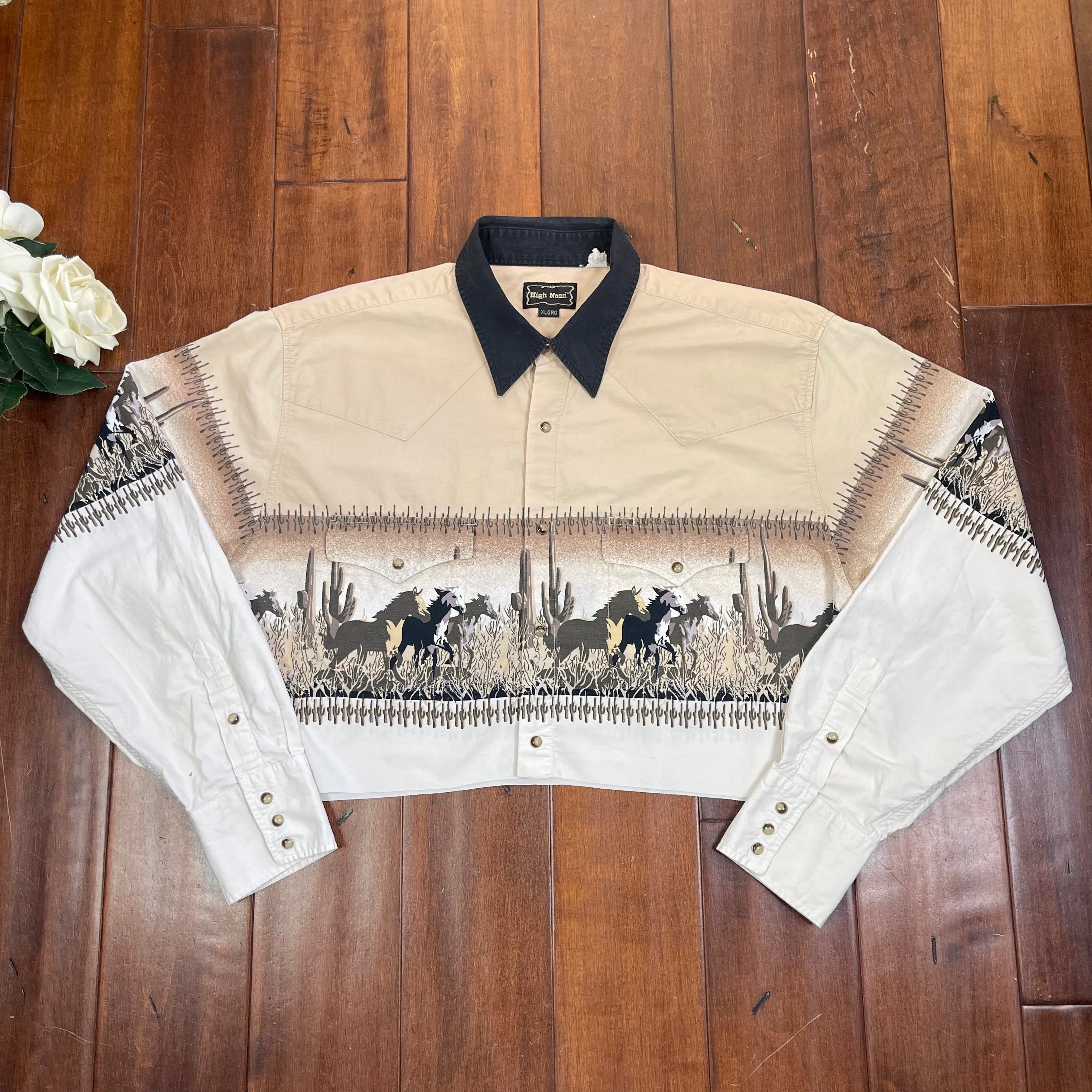 VINTAGE WESTERN CROPPED BUTTON-UP