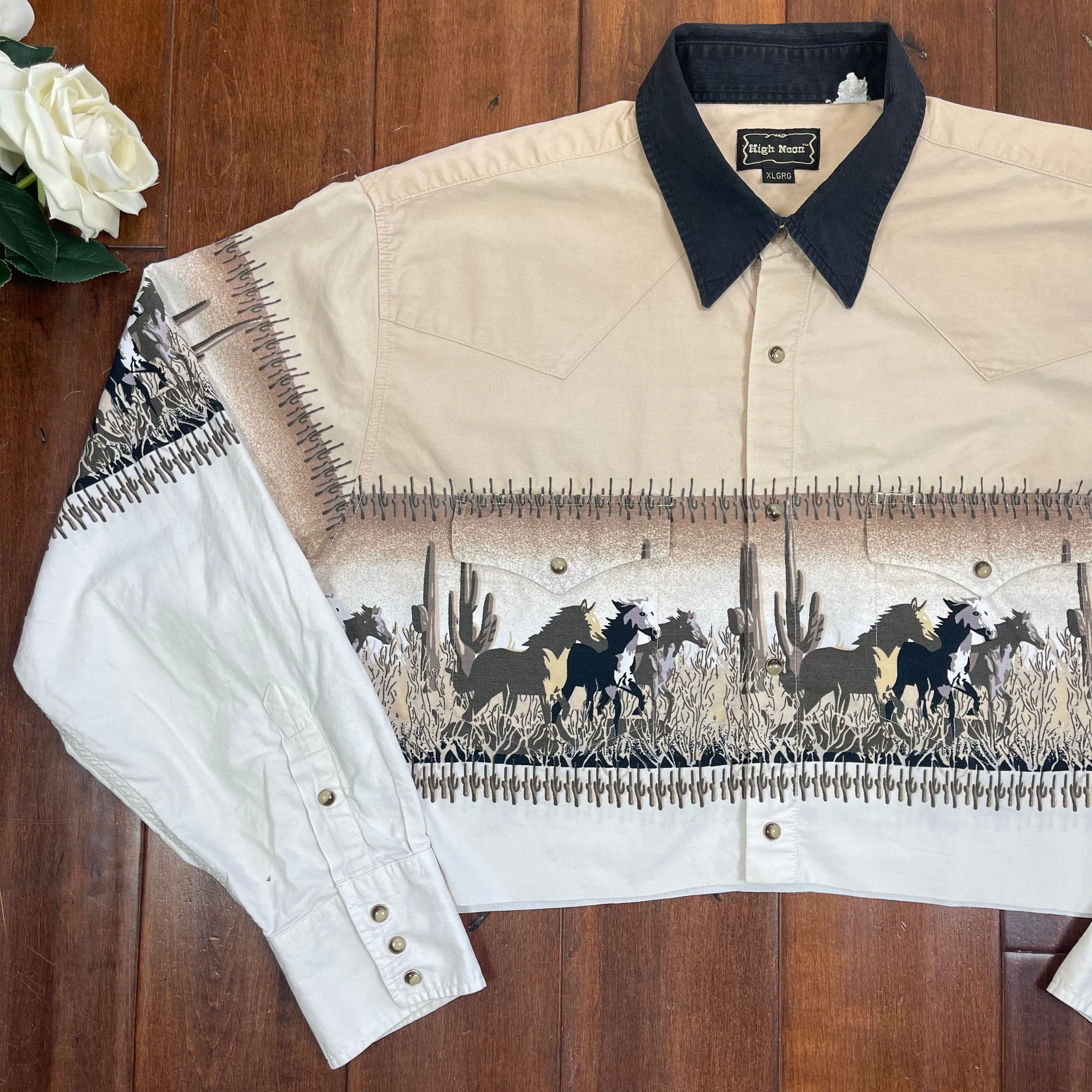 VINTAGE WESTERN CROPPED BUTTON-UP